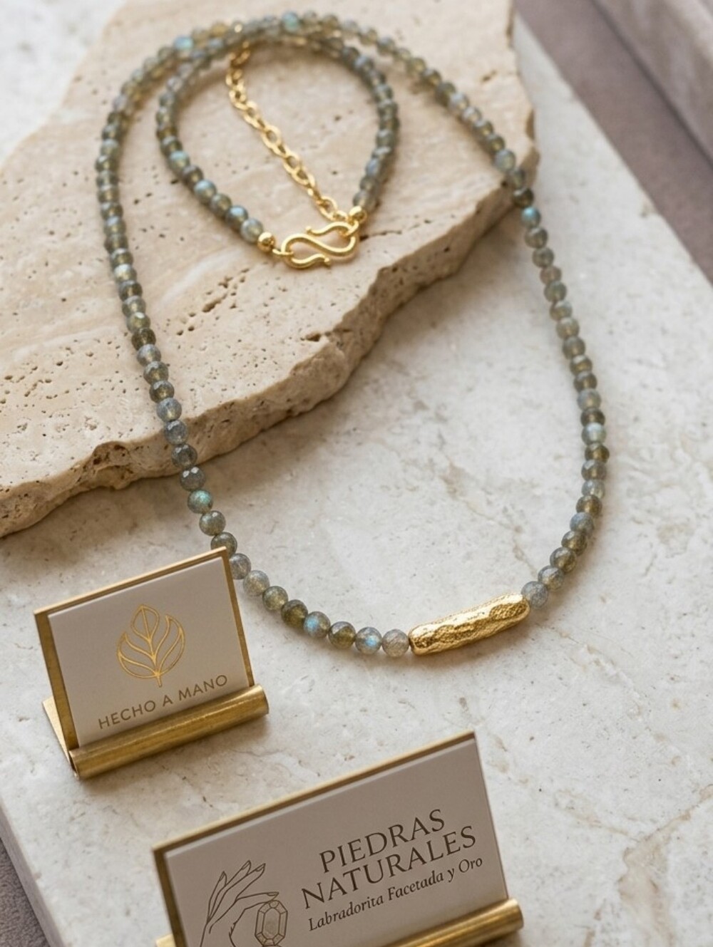 Elegant Beaded Necklace with Gold Clasp